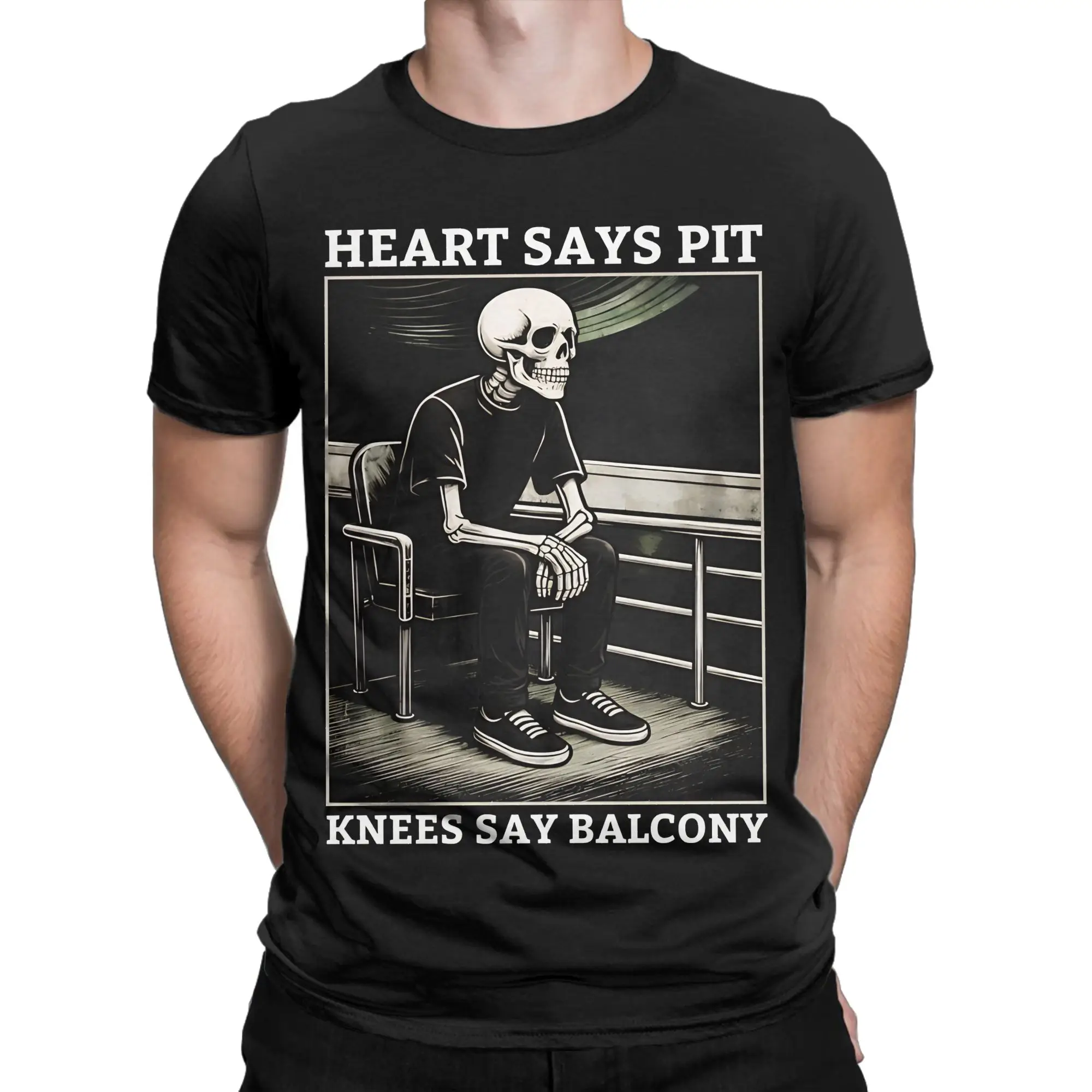 Men Women's Heart Says Pit Knees Say Balcony T Shirt  Pure Cotton Clothes Funny Short Sleeve Round Collar Tees Plus Size T-Shirt