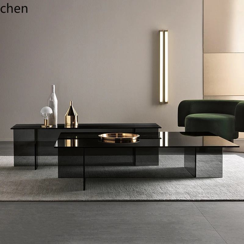 

HYS transparent rectangular coffee table acrylic living room home villa model room coffee table minimalist style premium table