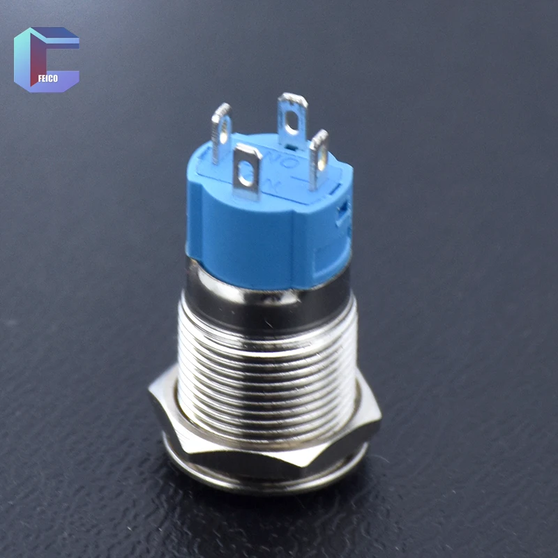 12mm Metal Push Button Switch Waterproof Momentary Self-Lock Reset 1NO  With LED Lights Ring LED Power Sign 4pin Red Blue