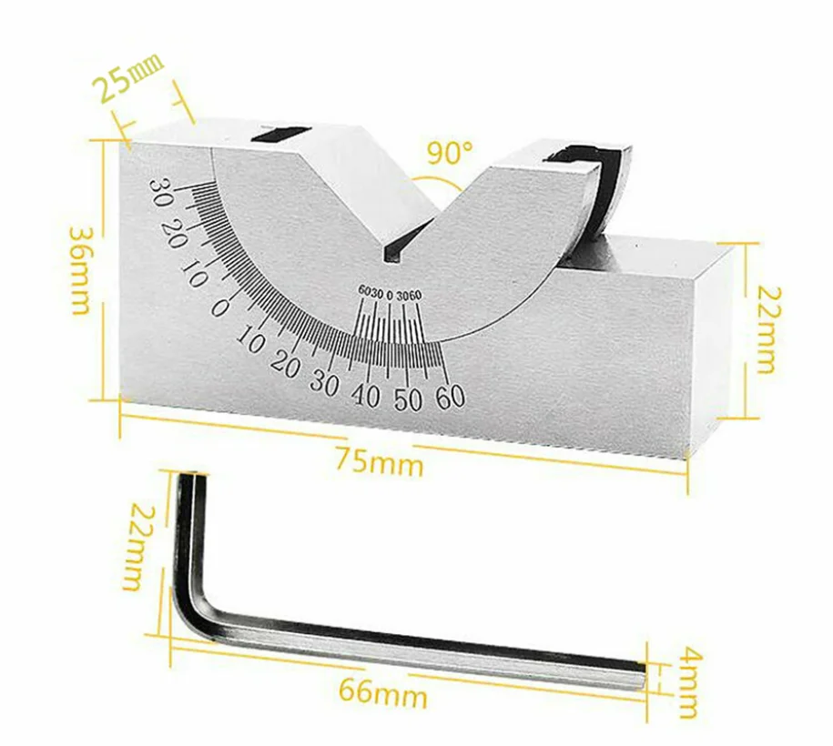 New Milling Precision 90Celsius Adjustable Angle V Block 0-60Celsius Vice Grip Hold Clamp CNC Milling Machine