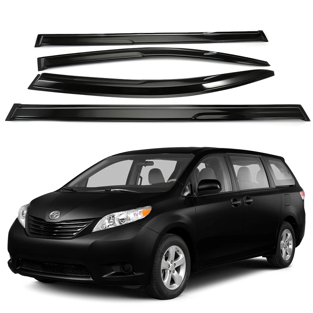 

For Toyota Sienna Van 5-Door 2011-2020 Wind Deflectors Tinted 4pcs Set Outside Mount with Drip Rail 1.5MM Thick Boxed