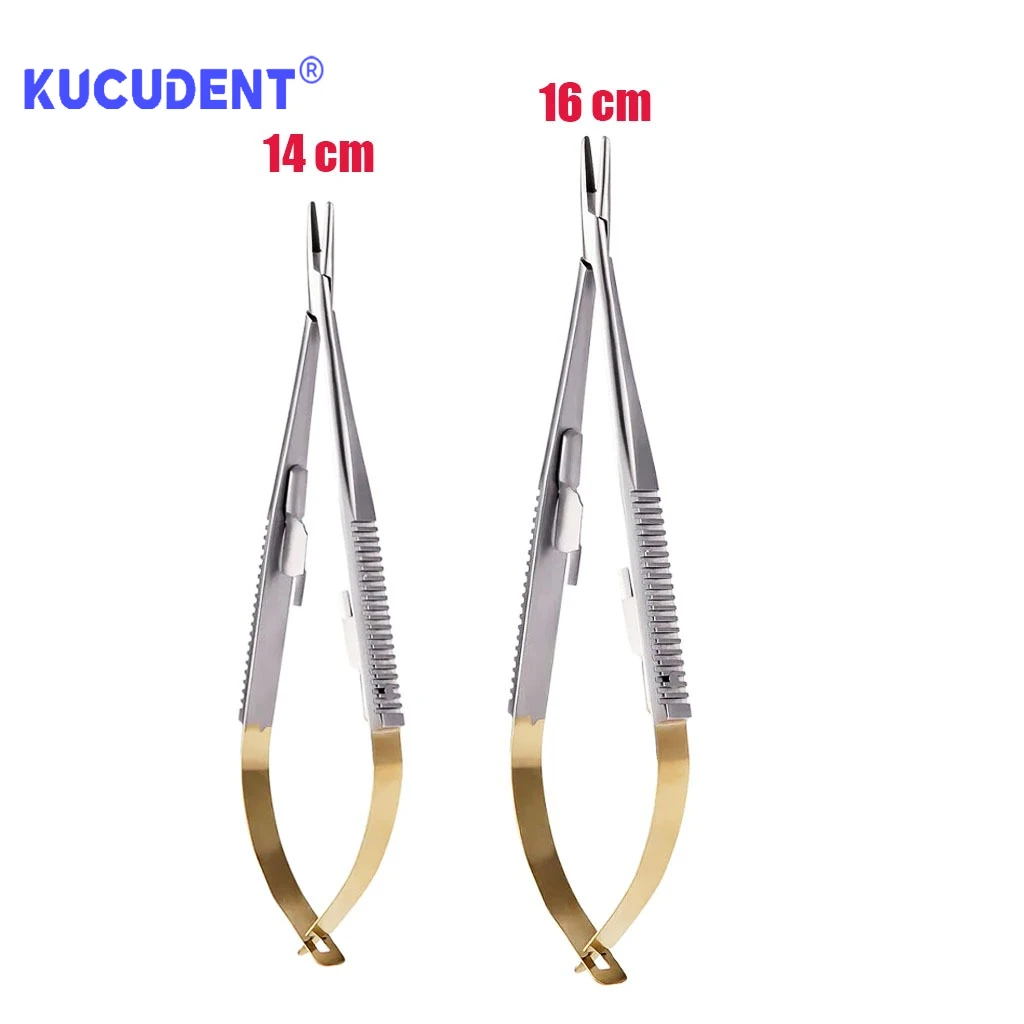 1 szt. Uchwyt na igły Castroviejo dentystyczny 14/16 cm - Prosty/Zagięty Grot do chirurgii ortodontycznej, implantologii i zabiegów szycia — zdjęcie 5