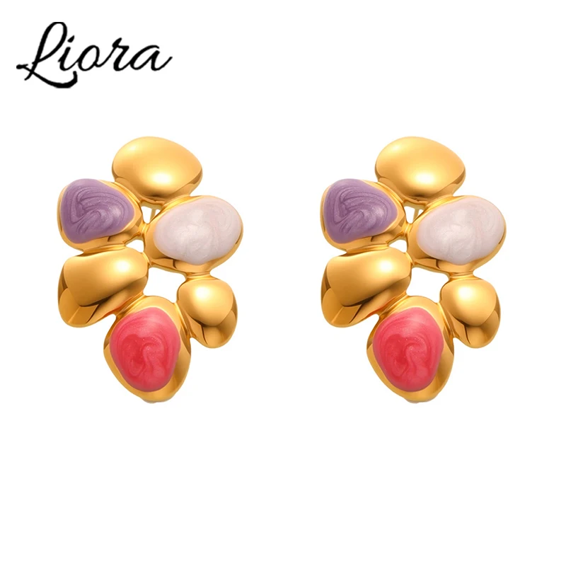 

Liora Joyful Candy Multipcolored Enaml Stainless Steel Grape Shape Stud Earrings For Women Hypoallergenic Wedding Jewelry Gifts
