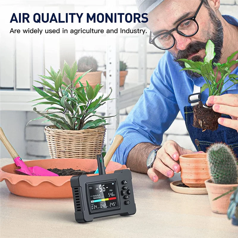 Air Quality Monitor,Upgraded Accurate Sensor CO2 Detector 8 in 1 Air Quality Detector for CO2 PM2.5/PM10 Formaldehyde