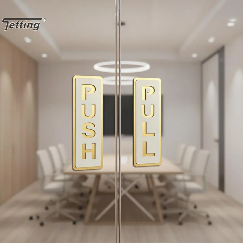 2PCS Acrylic Push Pull Door Signs Shops Self-Adhesive Pull Door
