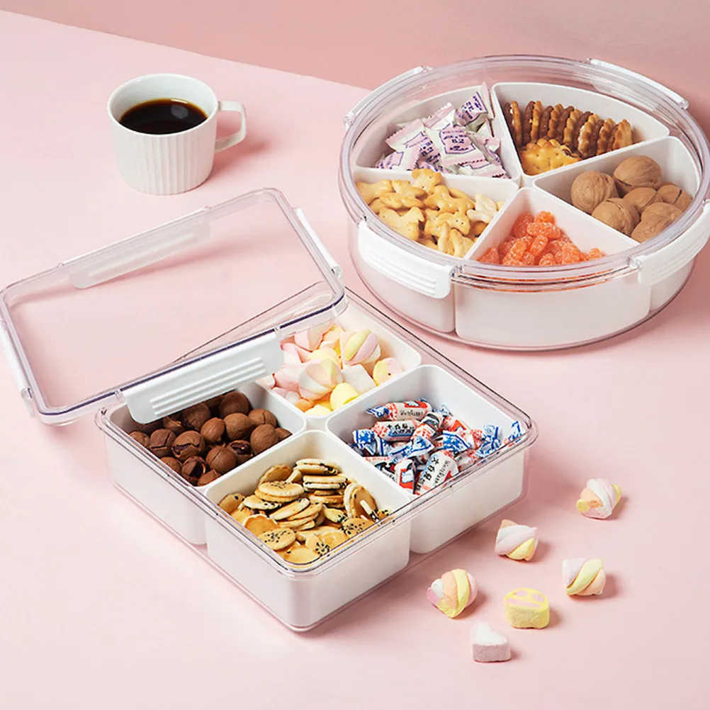 Clear Compartmentalized Dried Fruit & Snack Storage Box with Sectional Tray for Candies, Nuts, and Fruits