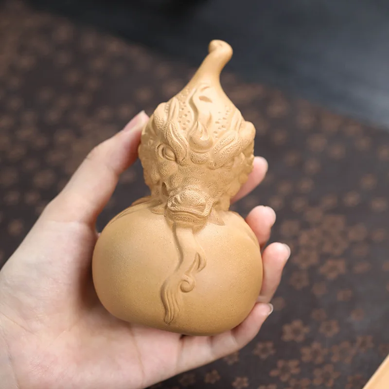 

Premium Purple Clay Tea Pet Ornament Dragon Gourd Handmade Creative Personalized Kung Fu Tea Set Tea Table Tea Plaything Can Be