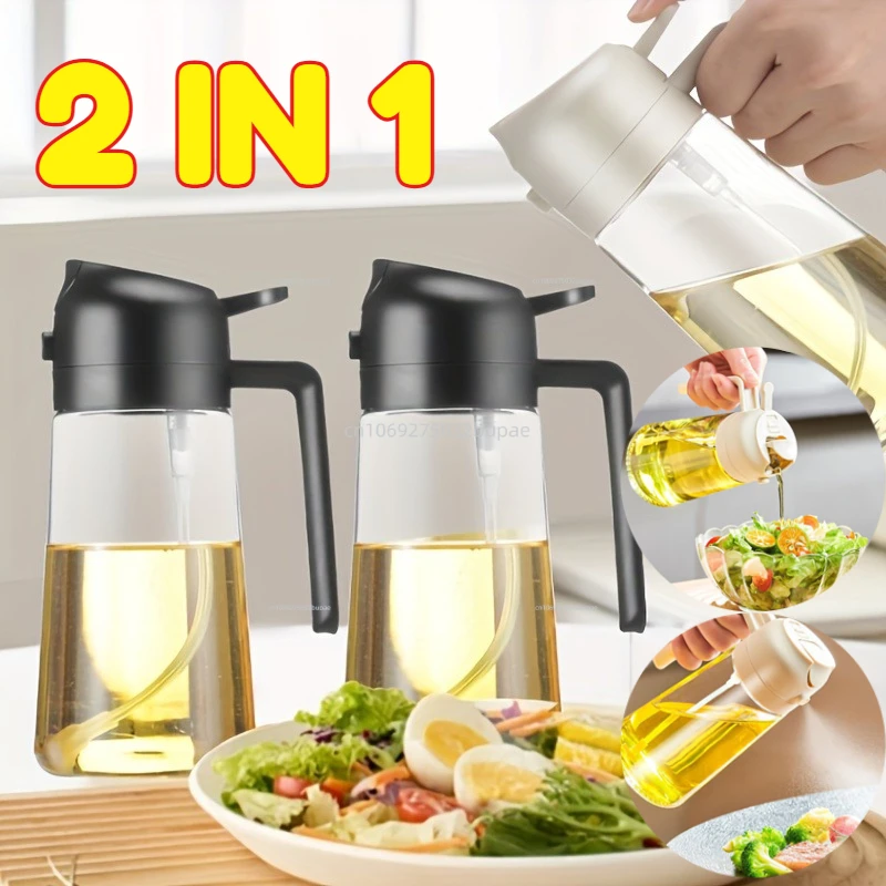 Oil Spray Pot 2-in-1 Plastic Household Kitchen Oil Bottle Nebulizing Mist Filling Cooking Oil Spray Pot Dual Use Camping