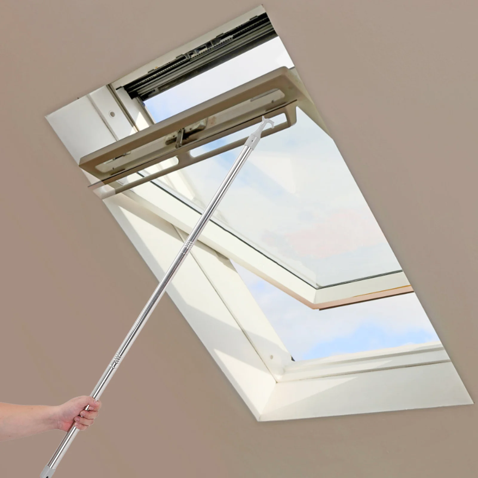 

3.2M High Ceiling Window Opener Pole Stainless Steel Universal Blind Opener For Roof Awning Shade Telescopic Push Pull Rod Hard