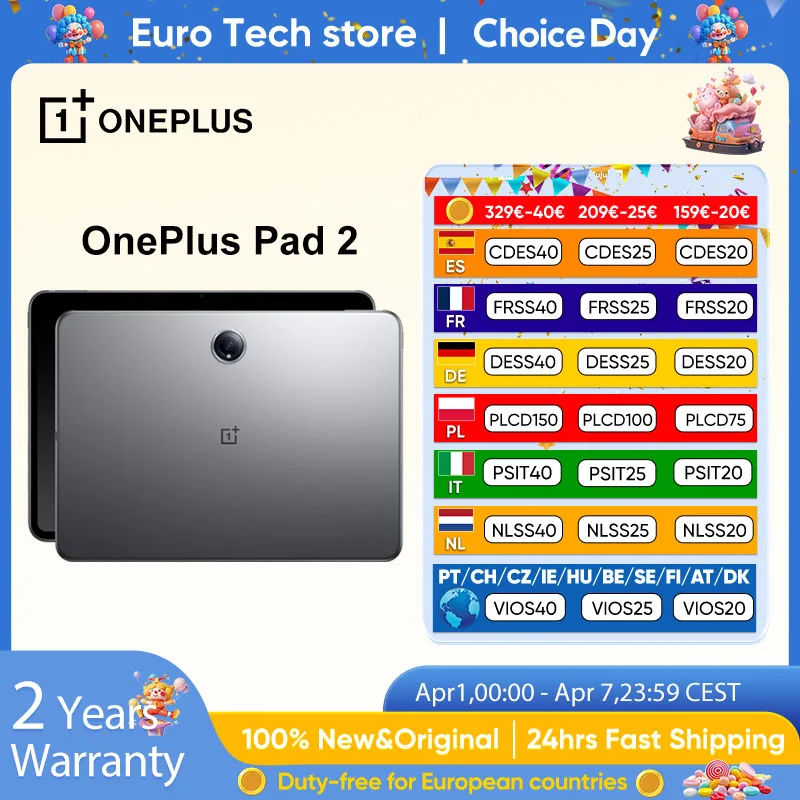 OnePlus Pad 2 Snapdragon 8 Gen 3 16GB + 512GB Stroage 12.1 ''144Hz �cran 67W SUPERVOOC 13MP cam�ra OS 14.1 2024 Pad Android