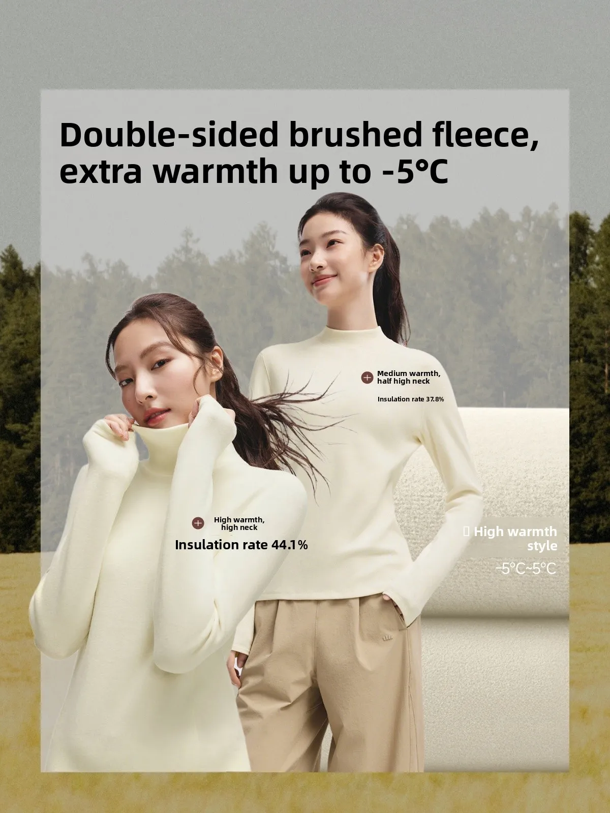 

Женская теплая базовая кофта Banana Le с высоким воротником и флисовой подкладкой, осенняя, с длинным рукавом