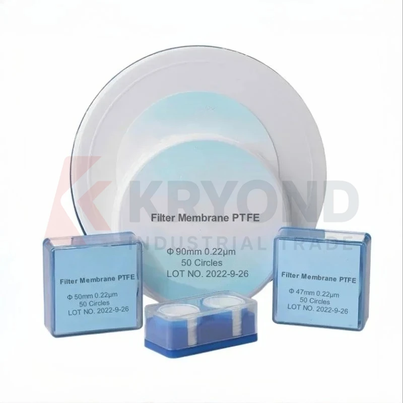 Hydrophobic PTFE Filter Membrane 0.22um 0.45um Pore Size 13 25 47 50 60 90 100mm Diameter 50pk Autoclaveable Lab Use