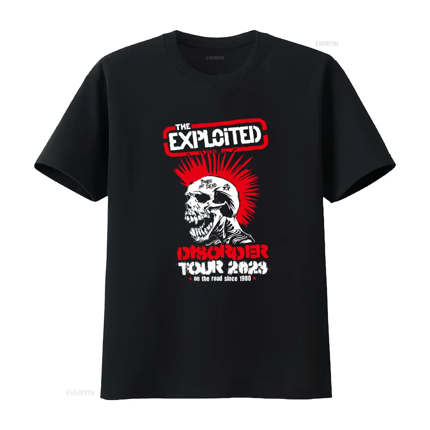The Exploited Disorder Tour 2023 Punk Rock Skull Print Cotton T shirt S 4XL T1340 vintage Washed Unisex Casual streetwear