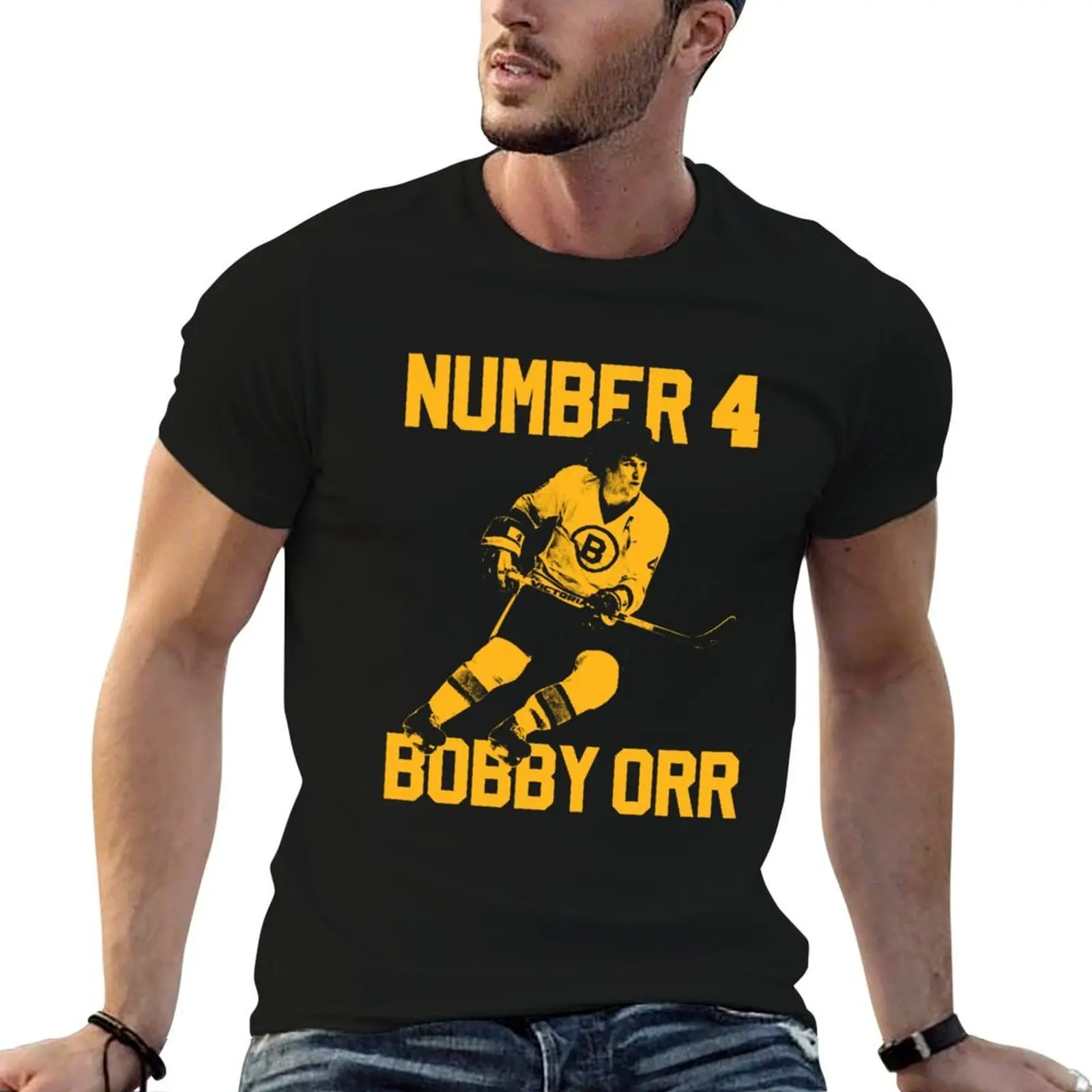 

Bobby Orr Number 4 - The Yellow Stencil T-Shirt t shirt man cotton man t shirts graphic graphic t shirts for man T-shirt