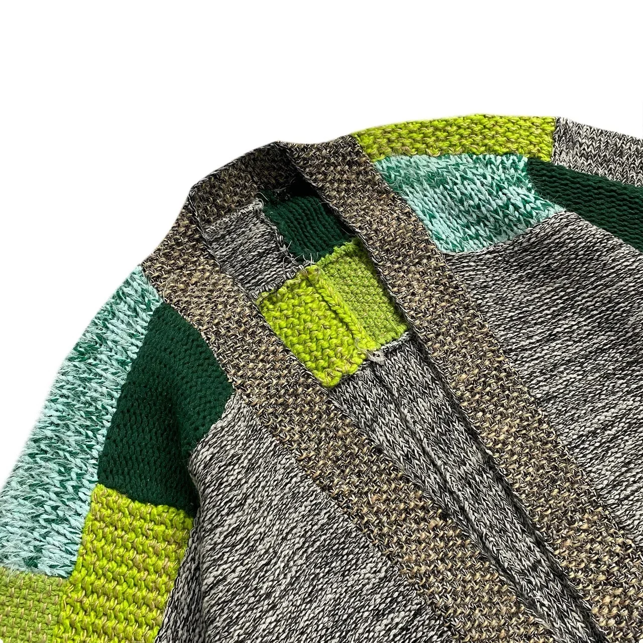 Kapital Vintage Non Hirata Hiroshi Spliced Knitwear Handmade Strap Loose Thickening Sweater Cardigan Men Oversized Daopao - Image 4