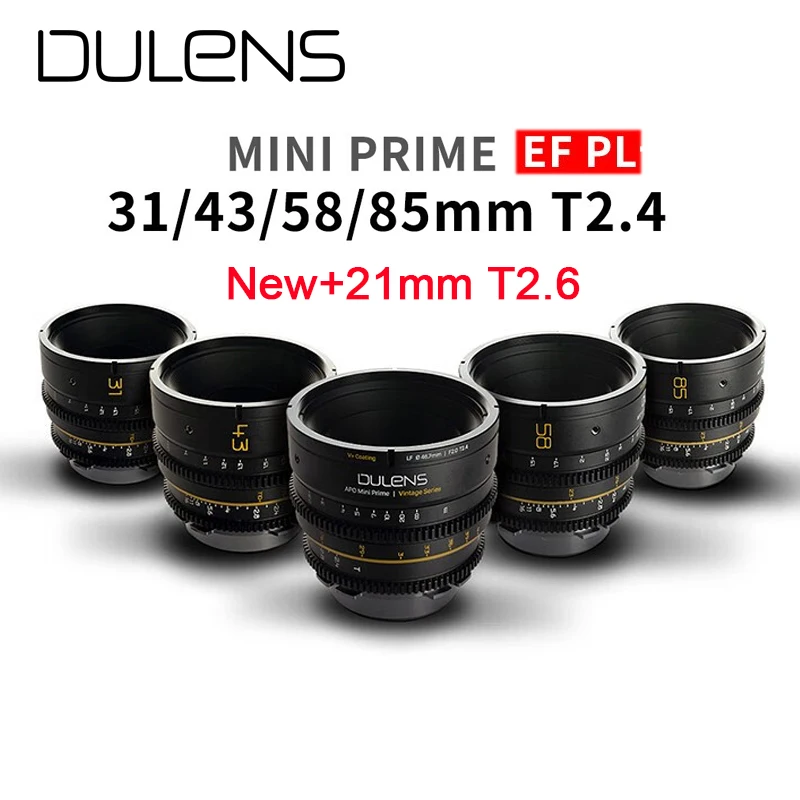 Dulens APO Mini Prime 21mm 31mm 43mm 58mm 85mm T2.4 Full Frame Cine Lens Apochromatic For ARRI PL Mount Canon EF Mount Lens