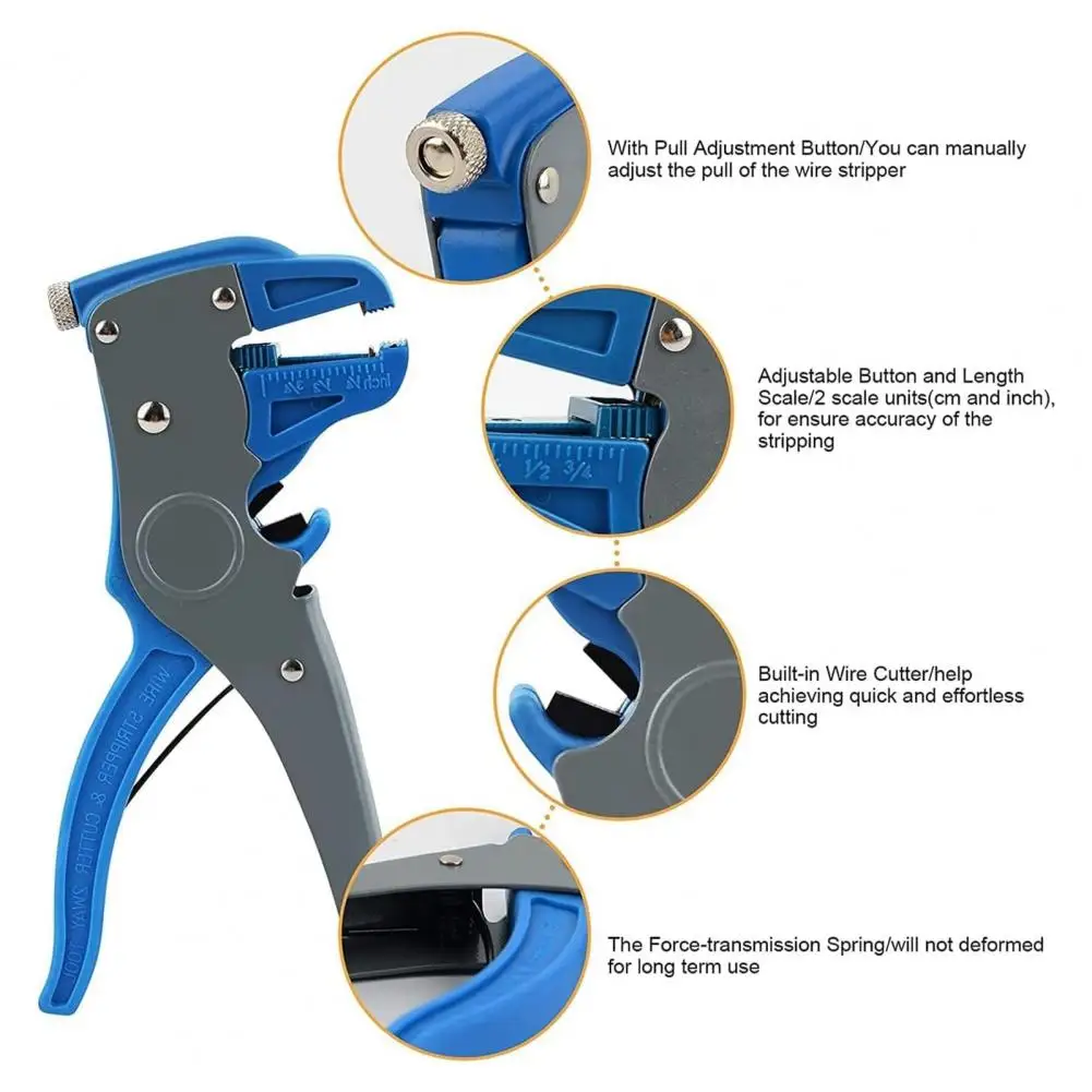 Lightweight Wire Stripper Ergonomic Automatic Wire Stripper with Non-slip Handle for Easy Cable Stripping for Effortless