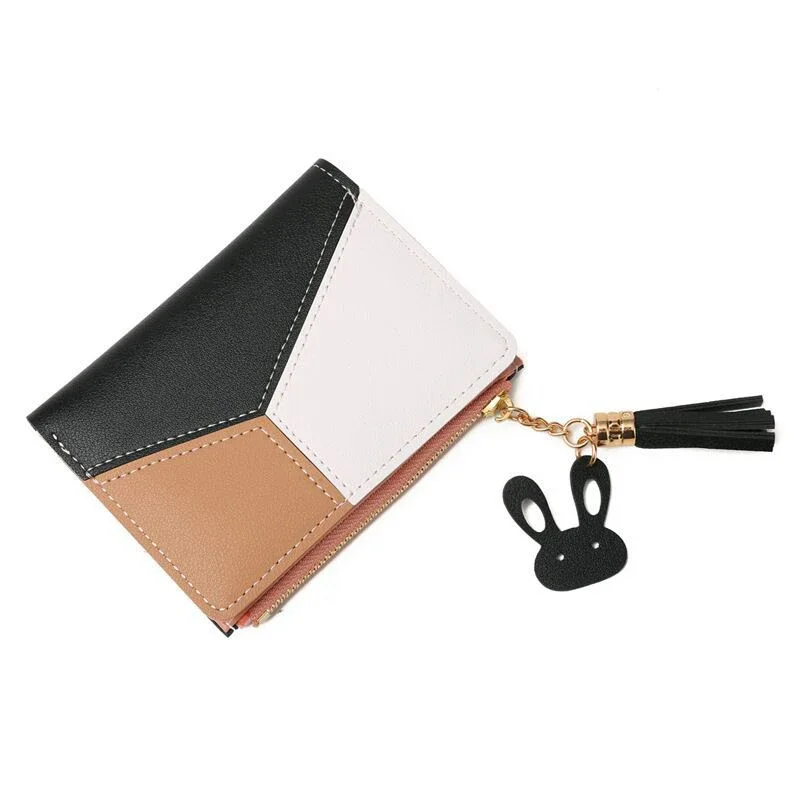 Fashion PU Leather Women\'s Wallet Small Zipper Coin Purse for Women Mini Two-Fold Short Card Holder Portable Handbags