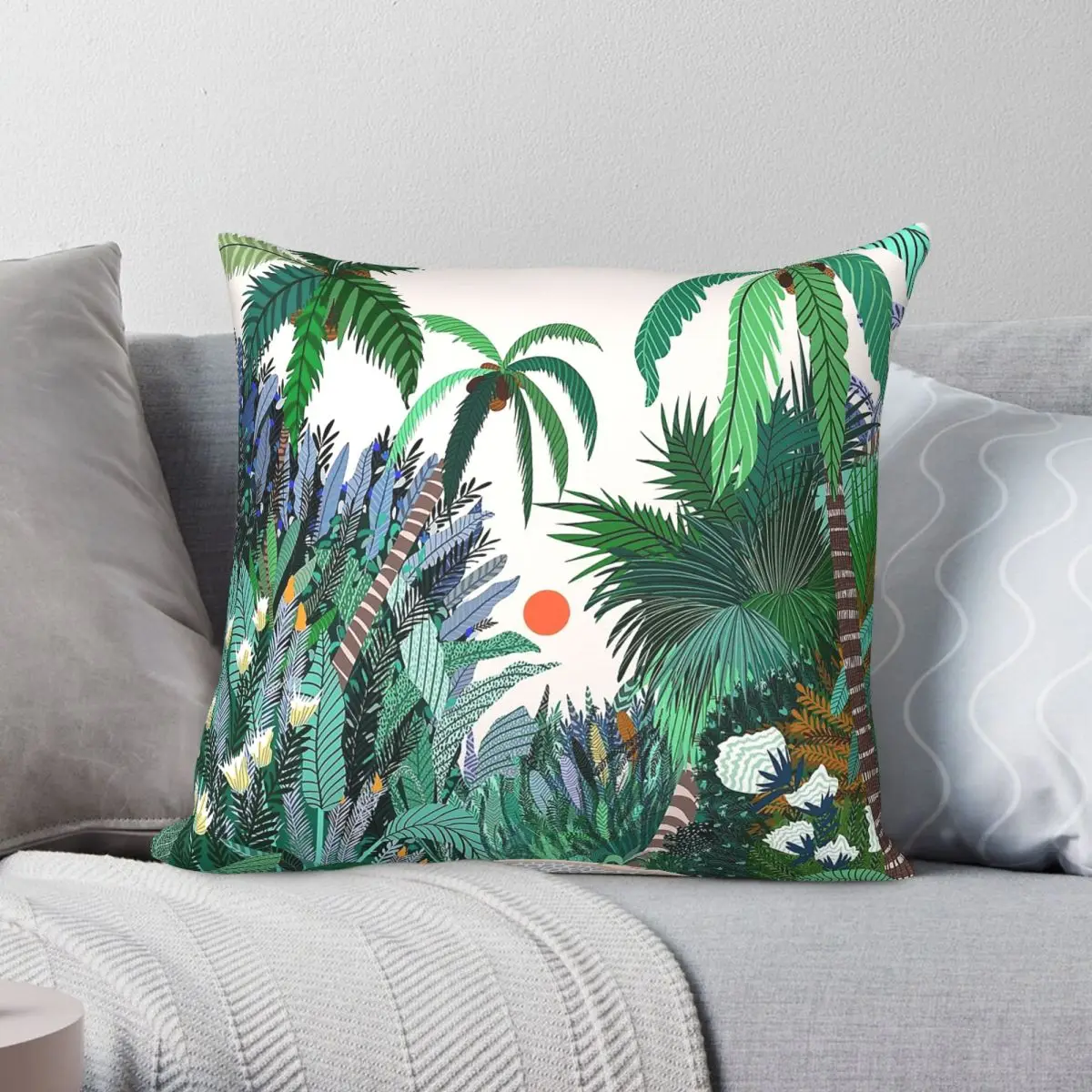 Jungle Botanical Tropical Nature Square Pillowcase Polyester Linen Velvet Creative Zip Decorative Home Cushion Cover