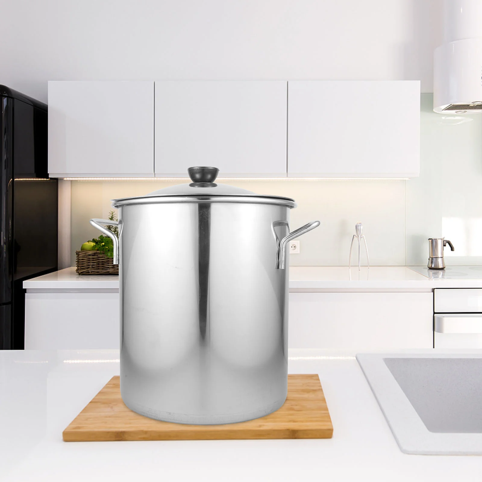 

Stainless Steel Stockpot Thick Polished Large Capacity Pot Lid Soup Cooking Crawfish Crabs Home Brewing Cooking