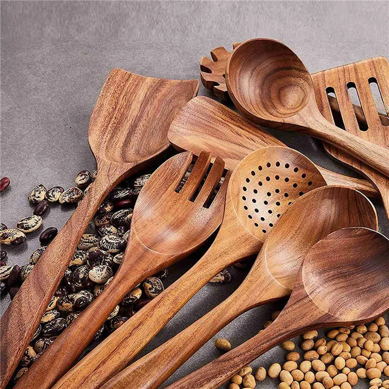 

M12K-Wooden Kitchen Utensils Set,18 Pcs Wooden Spoons For Cooking,Wooden Cooking Utensils,Wooden Spoons For Non-Stick Pan