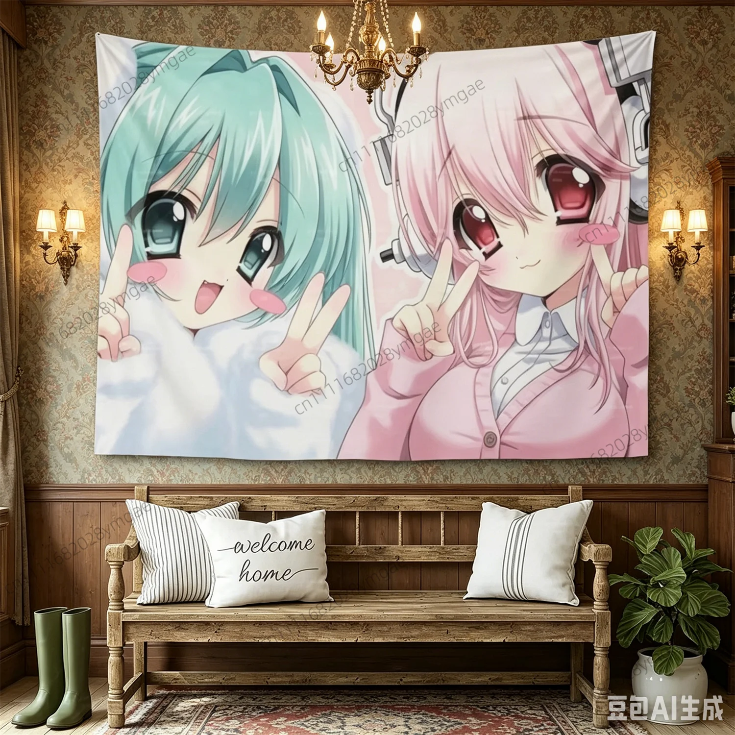 Ästhetische Niedliche Anime Super Sonico Wandteppich Cartoon Katzenmädchen Wandbehang für Schlafzimmer Wohnheim Kawaii Hintergrundtuch Fans Banner Geschenk – Detail 3