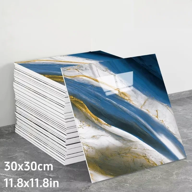Glossy Gold Flow Pattern Self Adhesive Foam Wall Stickers Luxury Wallpaper Living Room Background Wall Renovation