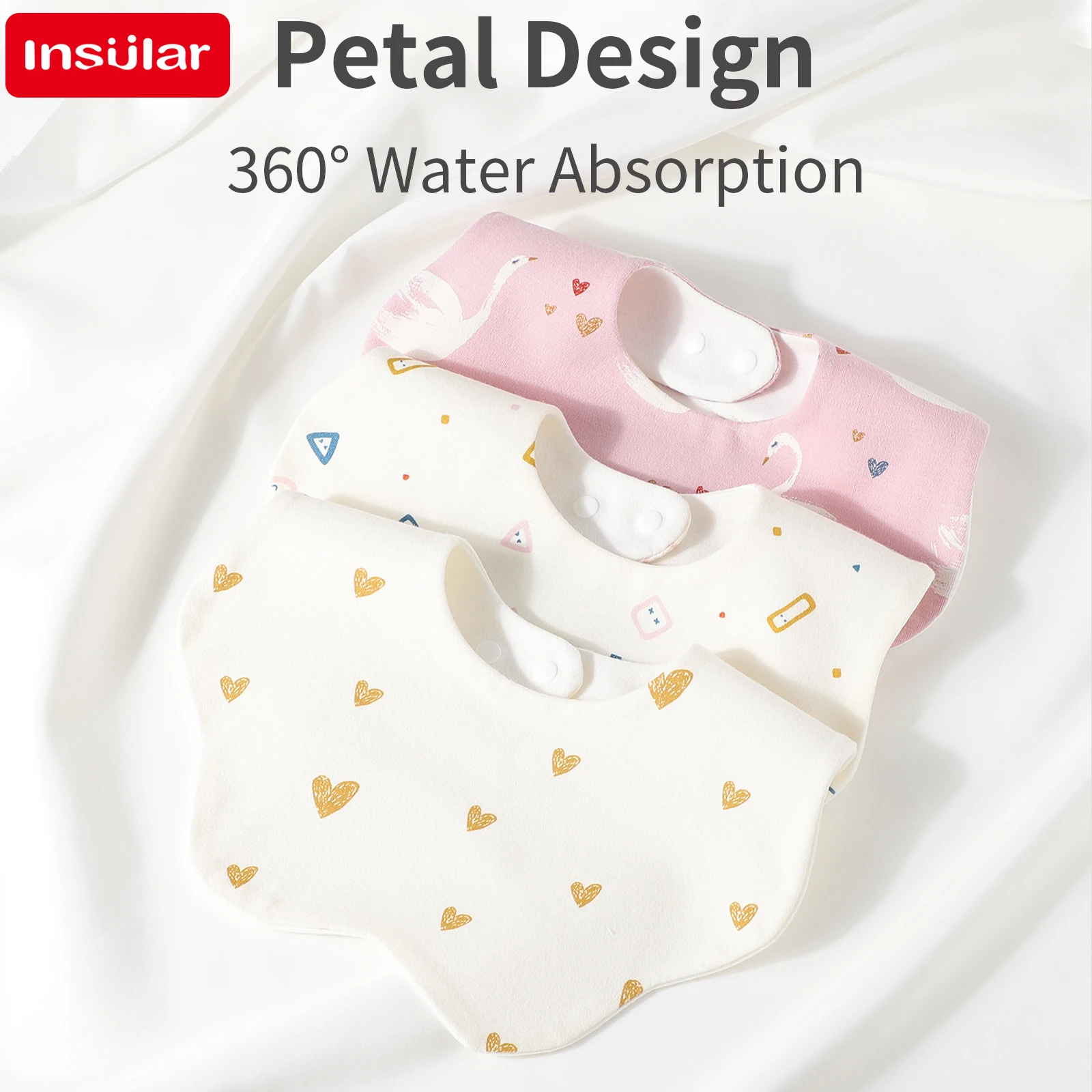 

INSULAR Baby Bibs Cartoon Newborn Burp Cloths Cotton Infant Saliva Towels Absorbent Gauze Bandana Scarf for Boys and Girls 1-3Y