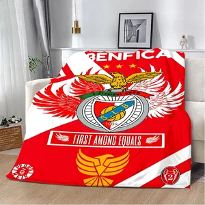 Cobertor impresso clube de futebol b-Benficas cobertores de piquenique cobertor quente macio e confortável casa viagem presente de aniversário 8 principais vendas bola benfica - №8