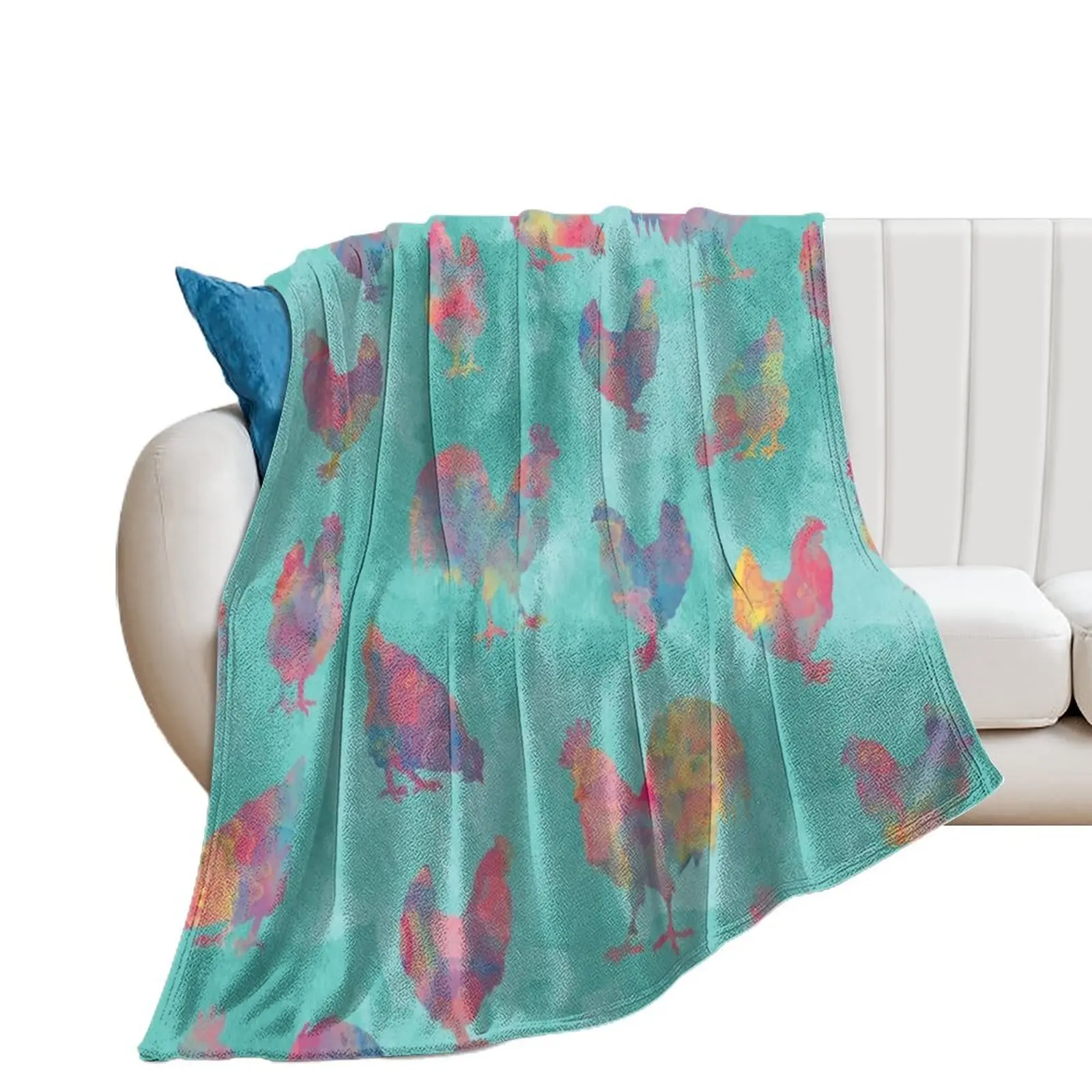 

Rainbow Chickens Throw Blanket Summer Loose Thin Blankets