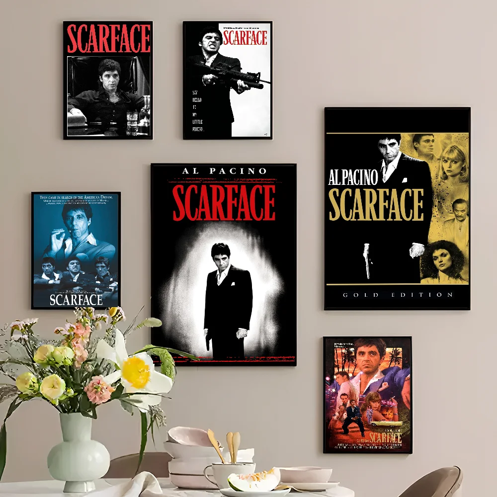 Klassischer Film scarface Vintage Poster klebriges White paper druckt Poster Kunstwerk Poster Wanda uf kleber