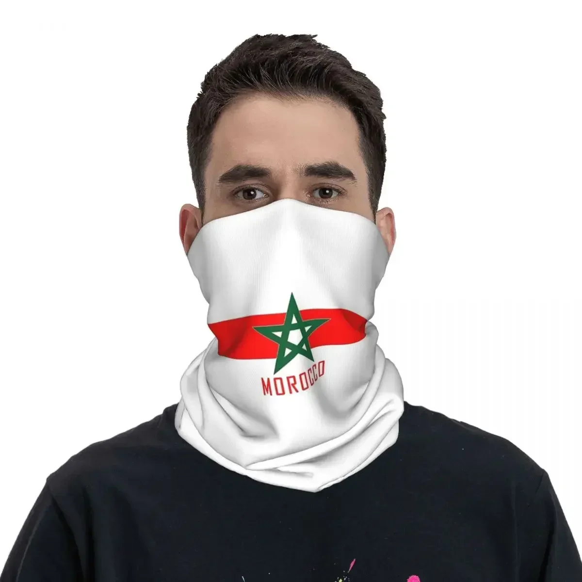 Morocco Flag Merch Bandana Neck Gaiter Magic Scarf Cool Rider Face Mask for Men Women All Season