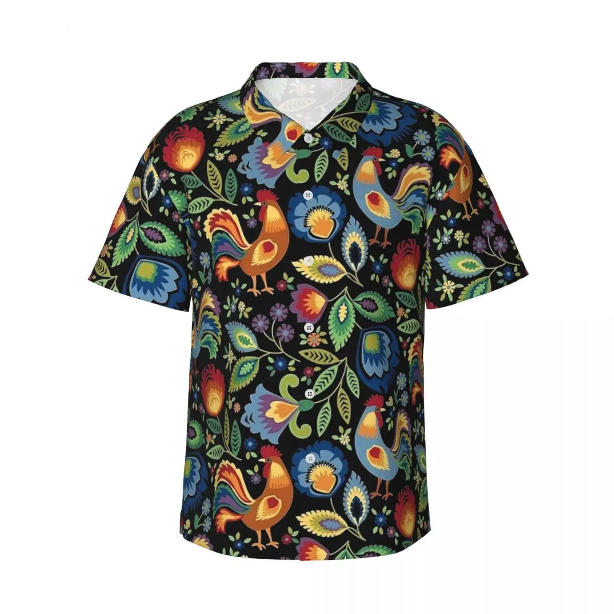

Польская народная рубашка для отпуска с цыплятами, мужские повседневные рубашки с животными, гавайские винтажные блузки с короткими рукавами и графикой, большие размеры, подарок