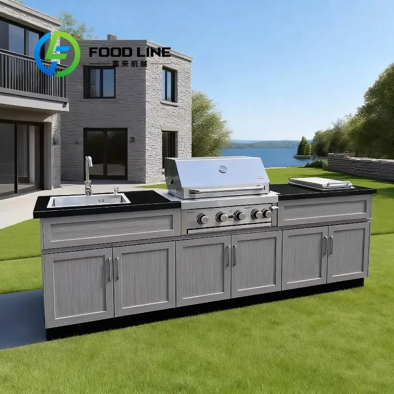 Customize Villa Courtyard Built In BBQ Grill Patio Garden All Aluminum Cabinet Outdoor Station Ready to Use