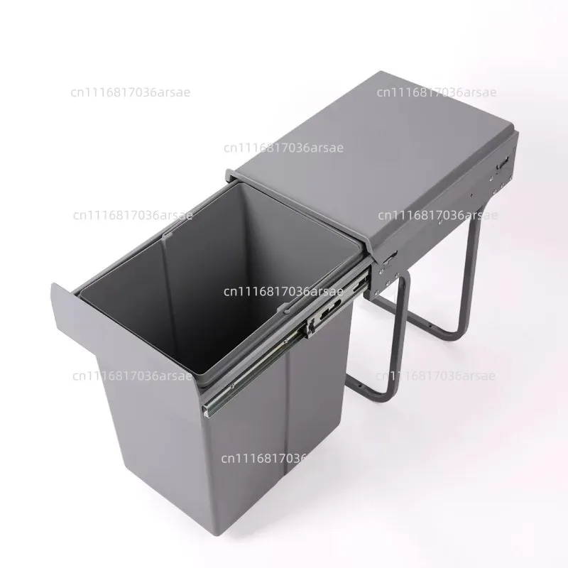 20L Built-in Kitchen Pull Out Trash Can, Retractable Rail Hidden Garbage Bin With Lid