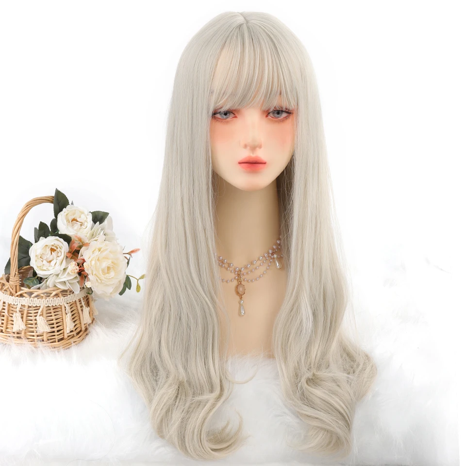 HOUYAN synthesis Long straight blonde bangs female wig role play Lolita heat-resistant party wig