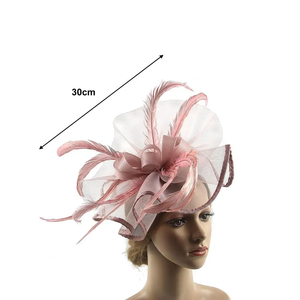 Elegant Fascinator Hat with Hair Clip Decorative Feather Bowknot Mesh Decor Hat Hair Accessory Wedding Bridal Cocktail Headwear