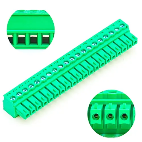 2Pcs 3.5mm Pitch 20 Pin Phoenix Type Connector, Green PCB Screw Terminal Block Plug-in Wire Connector 20P 3.5M-20Pin