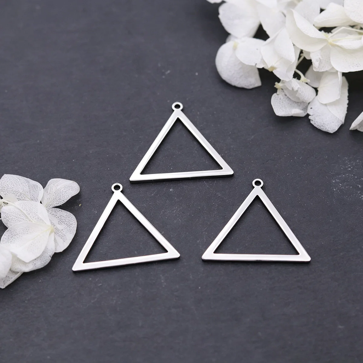 3pcs Stainless Steel Pendant Hollow Geometric Triangle Charms Wholesale DIY Minimalist Jewelry Making Connector Charm