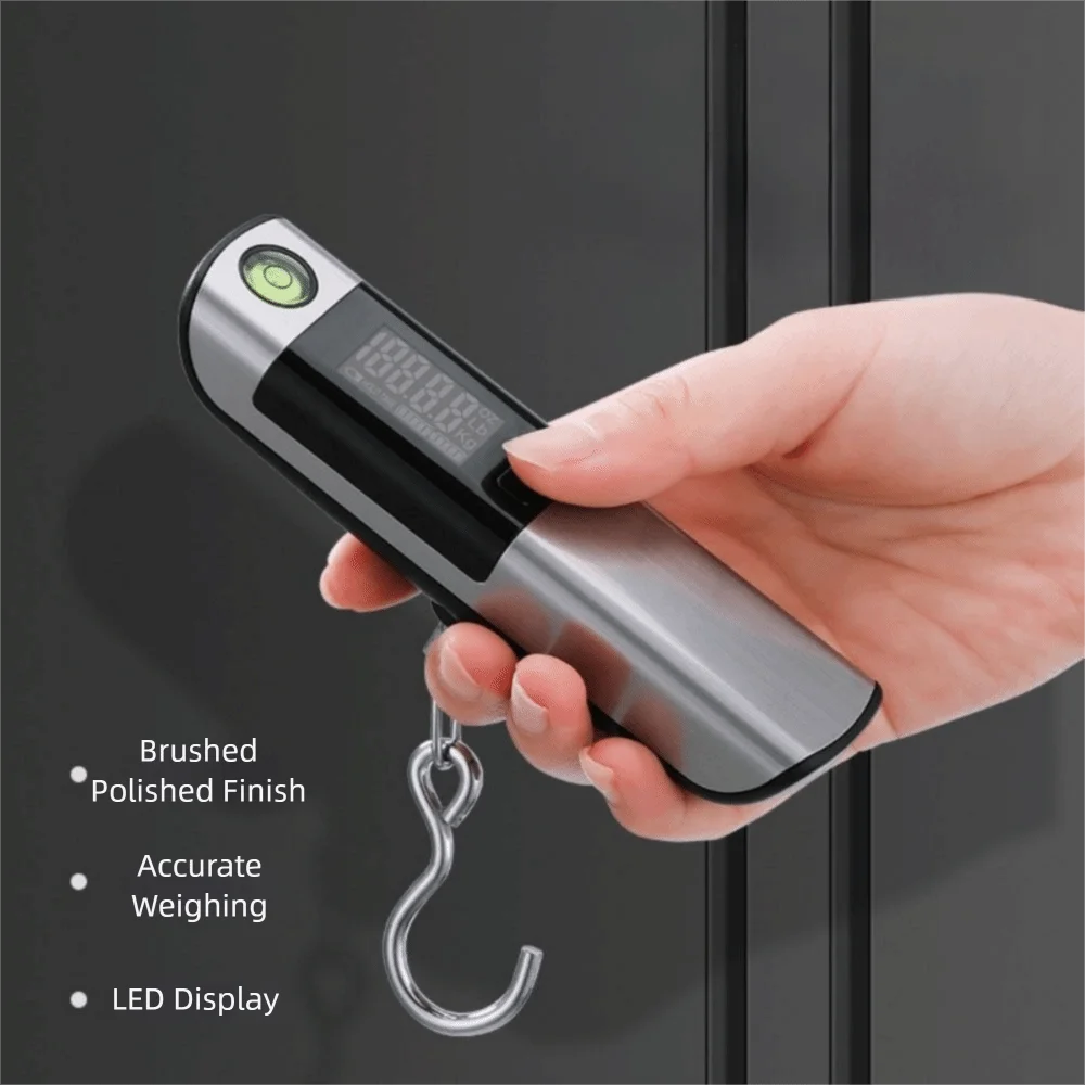 50Kg/110Lb Hand Luggage Scale LCD Digital High-Precision Luggage Weigher with Tape Measure Mini Hook Weighing for Home