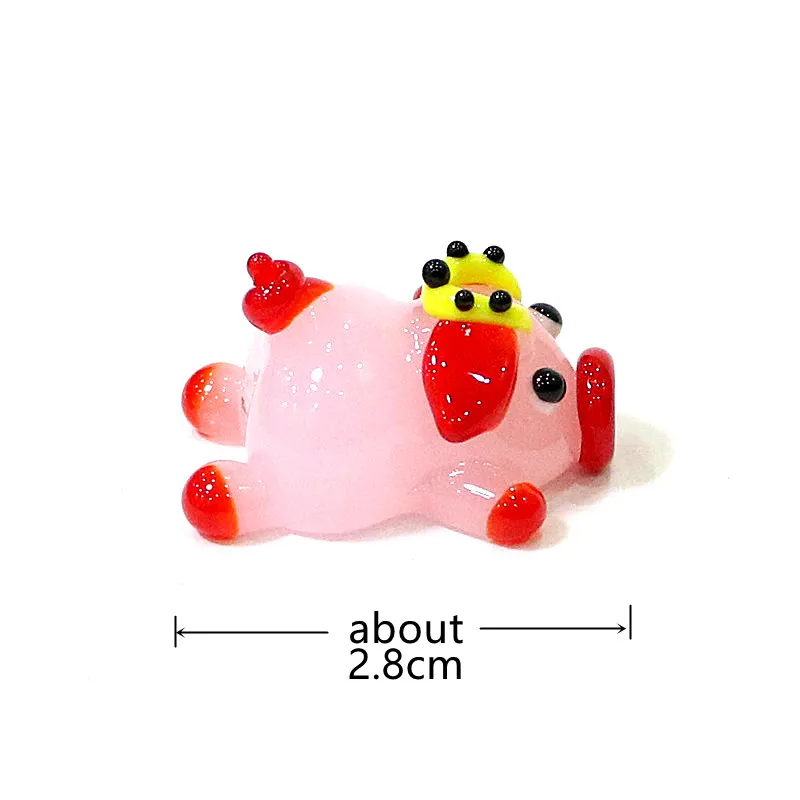 Cute Pink Pig Glass Figurine Mini Animal Statue for Home Desktop Decor Room Table Ornament New Year Christmas Holiday Party Gift