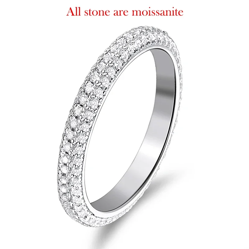 Smyoue 1mm 100%  All Moissanite Rings for Women Full Eternity Bands Wedding Engagement Jewelry S925 Sterling Silver Wholesale