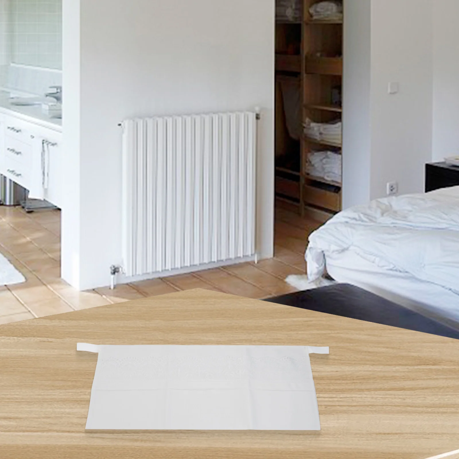 Lace Radiator Cover for Residential Heating Units - Spun Linen Construction Ensures Airflow While Enhancing Interior Aesthetics