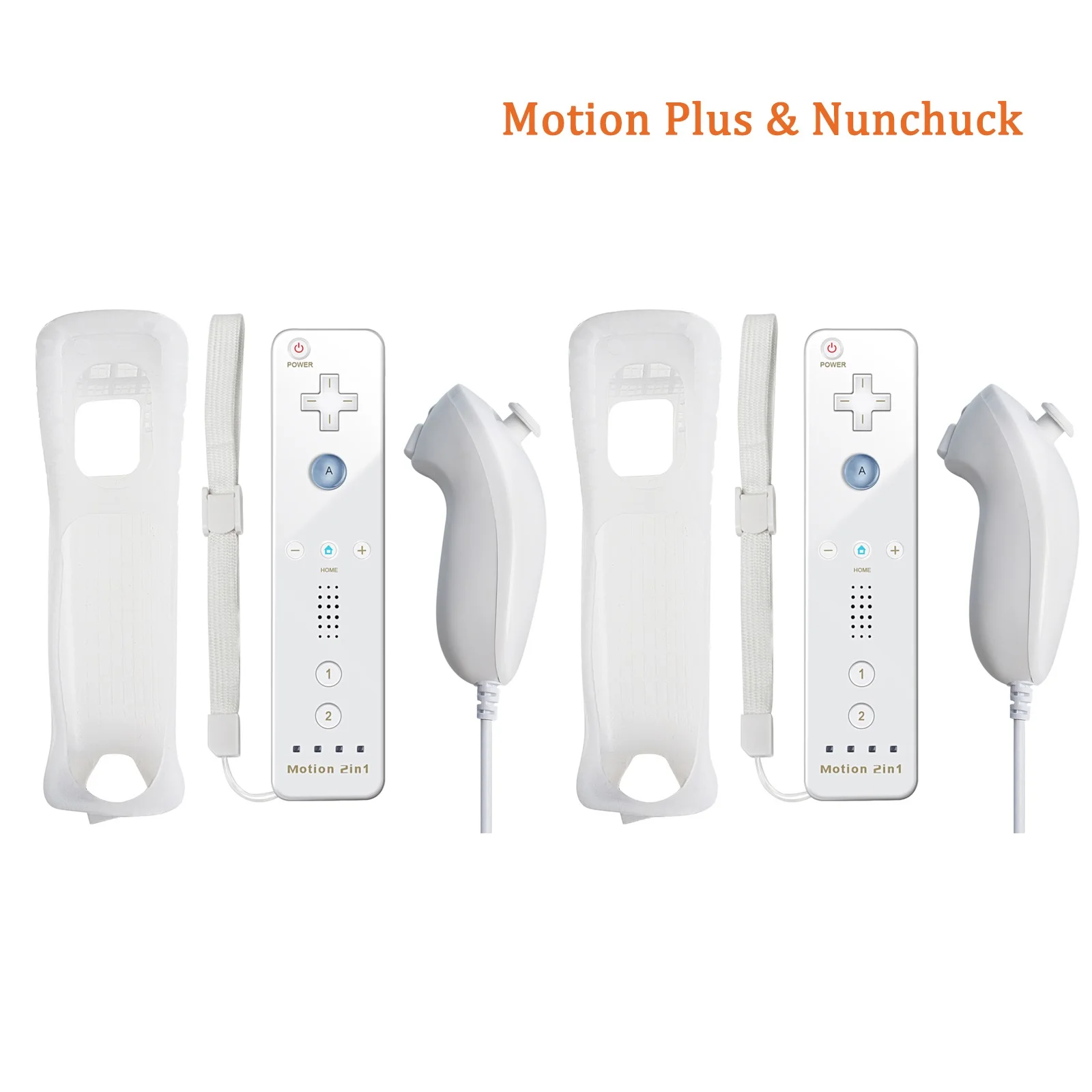 2-in-1 draadloze afstandsbediening voor Nintendo Wii/Wii U Motion Plus Bluetooth gamepad met siliconen hoesje voor gameconsole