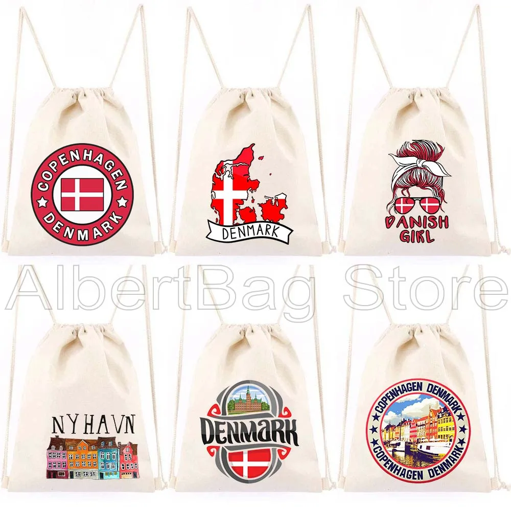 

Denmark Country Flag Map Cute Canvas Drawstring Bags Soccer Backpack Gym Cotton Sackpack Gifts Hiking Sports Yoga String Bag