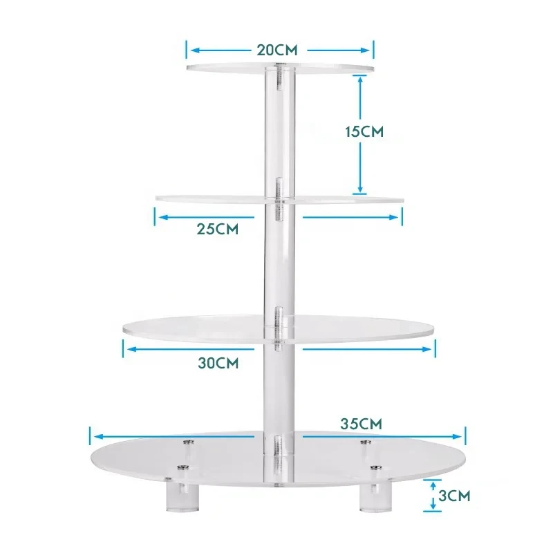 custom.Transparent Metal Wedding Cake Display Stands Custom 3/4/5/6/Tiers Round Cupcake Dessert Display Rack Shelf Party