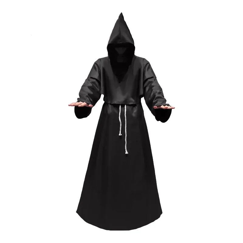 

Halloween Costume Medieval Wizard Priest Role-playing Clothing Cosplay Dark Hooded God of Death Robe
