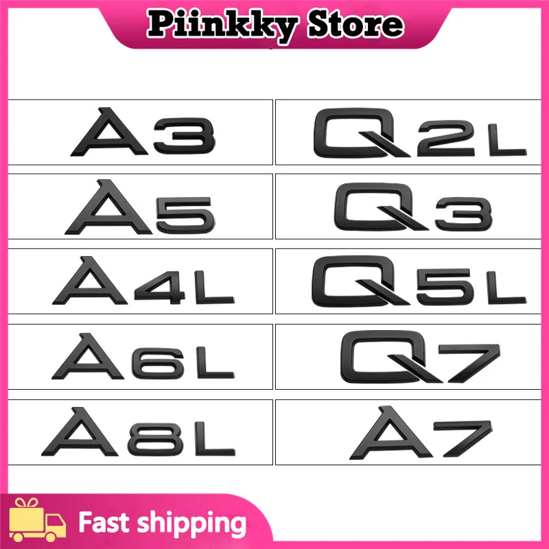 

3D Letters Numbers Emblem For A3 A4 A5 A6 A7 A8 Q2 Q3 Q5 Q7 Car Trunk Lid Nameplate Badge Logo Sticker Chrome Gloss Black