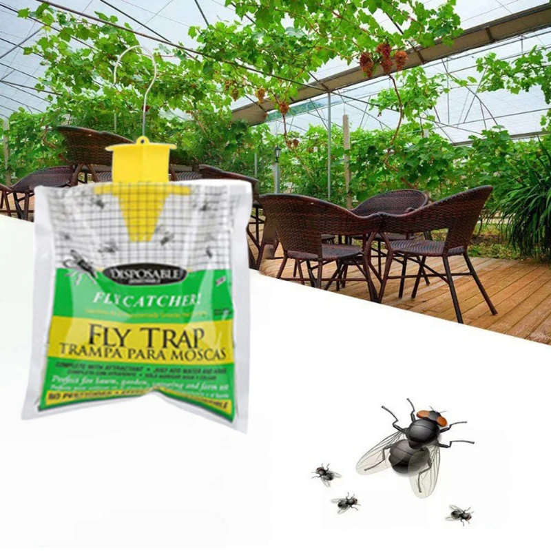 1x Hanging Fly Sticky Trap Bag Disposable Insect Bug Attract Mosquito Catcher Wasp Killer Garden Tool Disinfestation Flycatchers