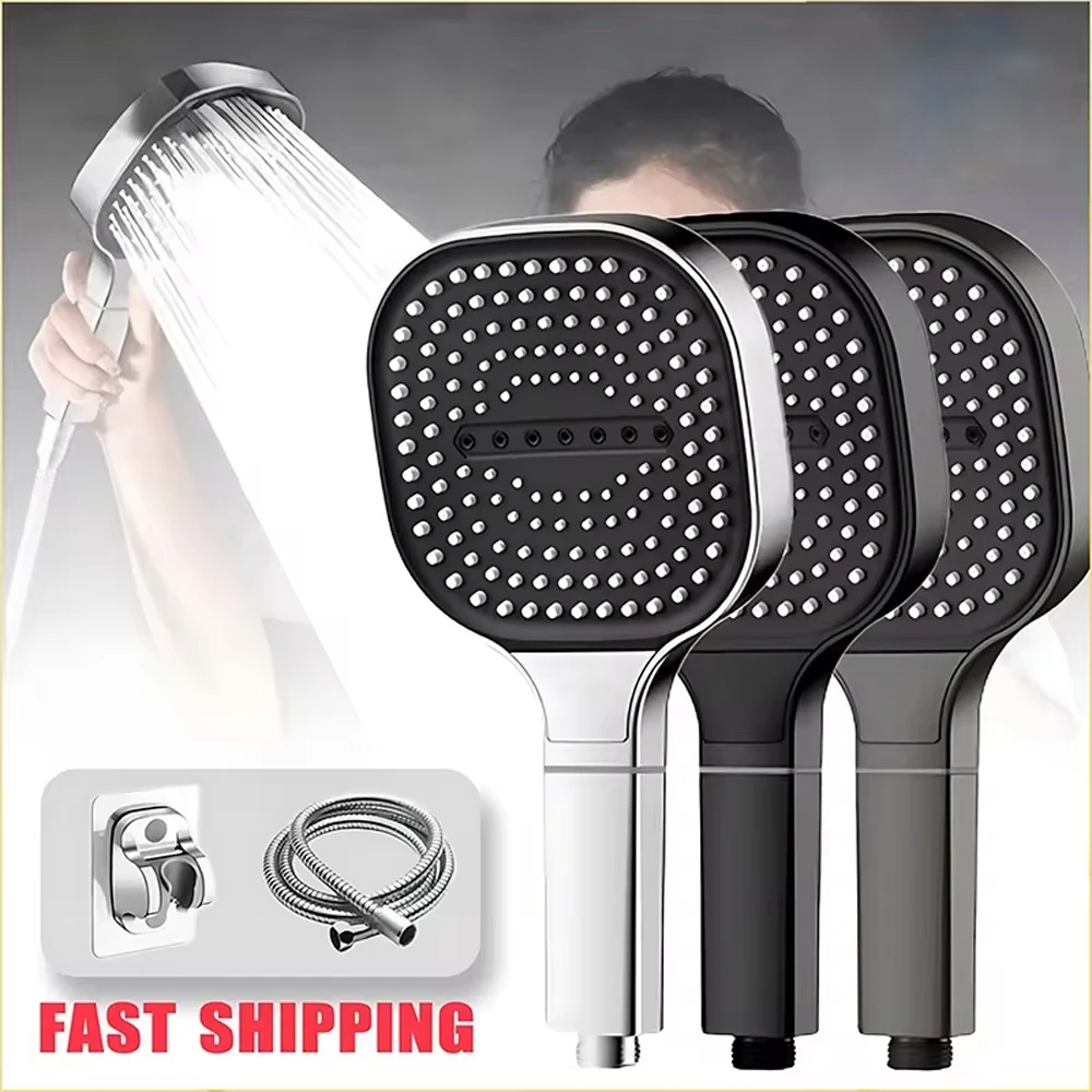 

13cm Large Panel Shower Head Adjustable High Pressure Massage Shower Head With 3 Modes Filter Element Bathroom Accessories